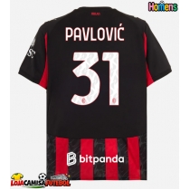 Camisa de Futebol AC Milan Strahinja Pavlovic #31 Equipamento Principal 2025-26 Manga Curta